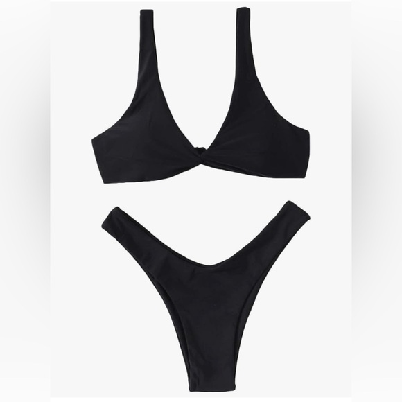 Black Women's Swimwear Set🌴 with 2 Different style Bottoms - Picture 2 of 8